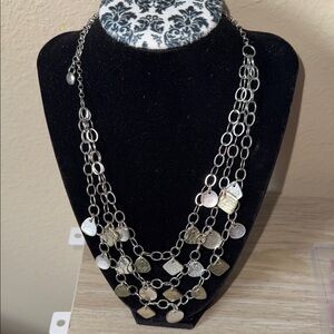 LOFT Silver and Gold Disc Necklace